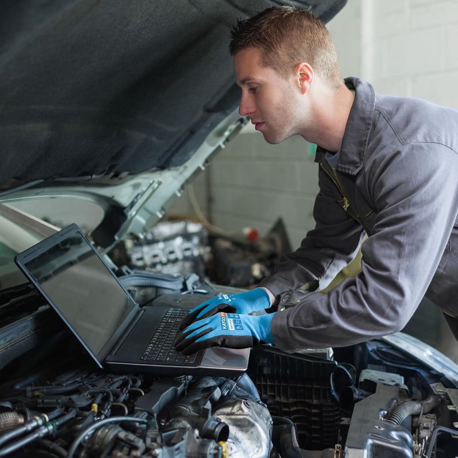 Thumbnail 2 de KAYGO KG11PLE PU Coated Work Gloves (12 Pairs) with Touchscreen, Secure Grip – X-Large, Blue