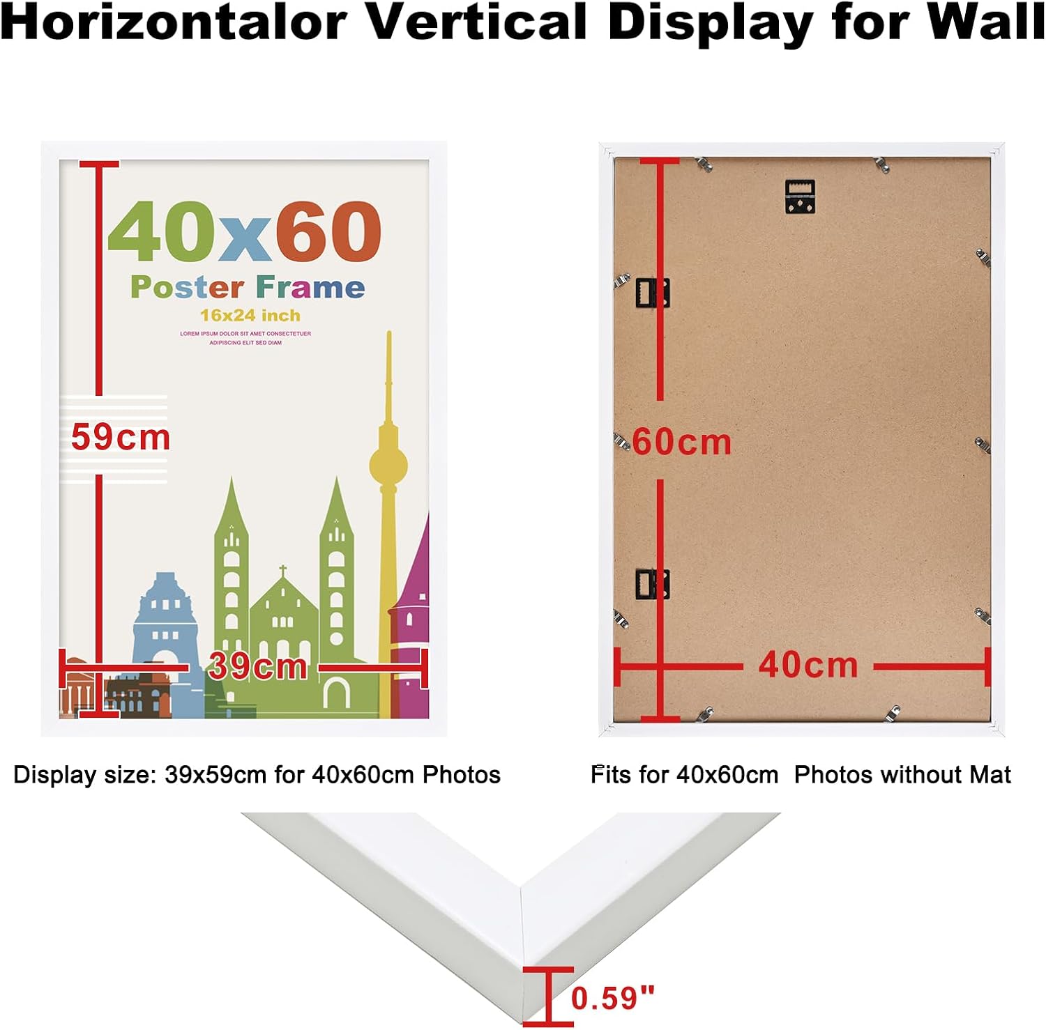Detalle 2 de 40x60 Wooden Picture Frames with Clear Plexiglass (2 Pack)