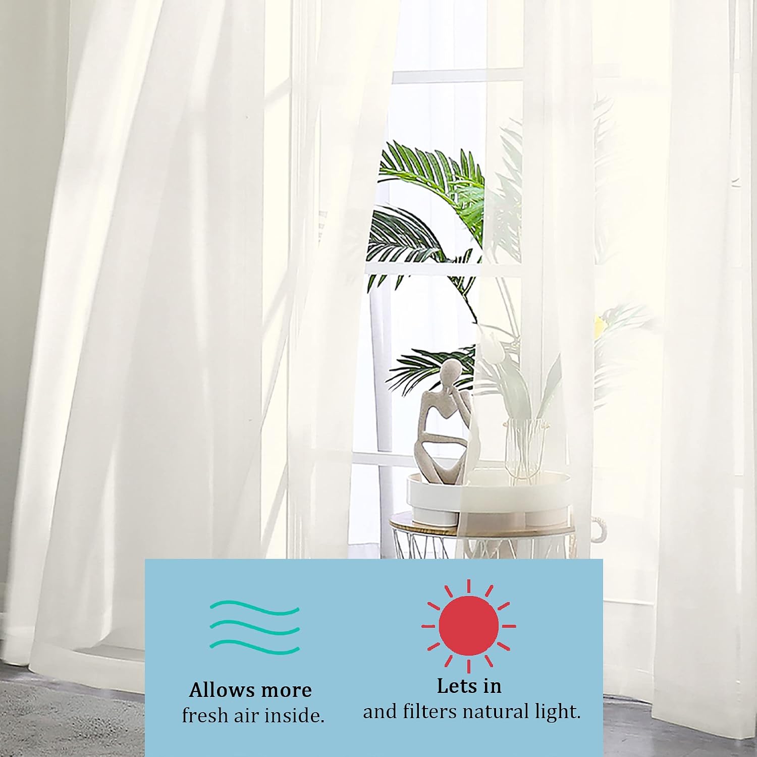 Detalle 2 de OWENIE Sheer Curtains, 108-Inch Length