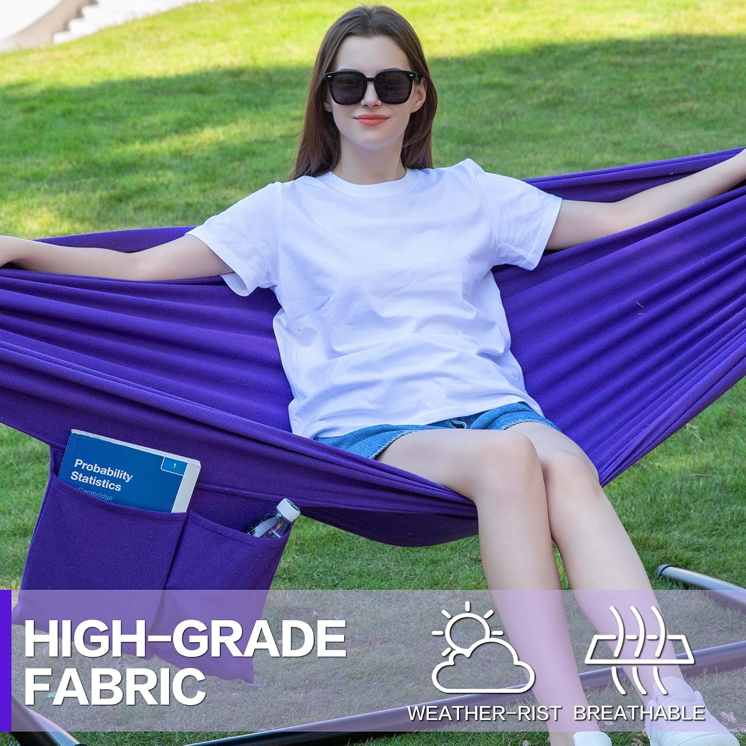 Detalle 2 de Double Hammock with Stand in Purple
