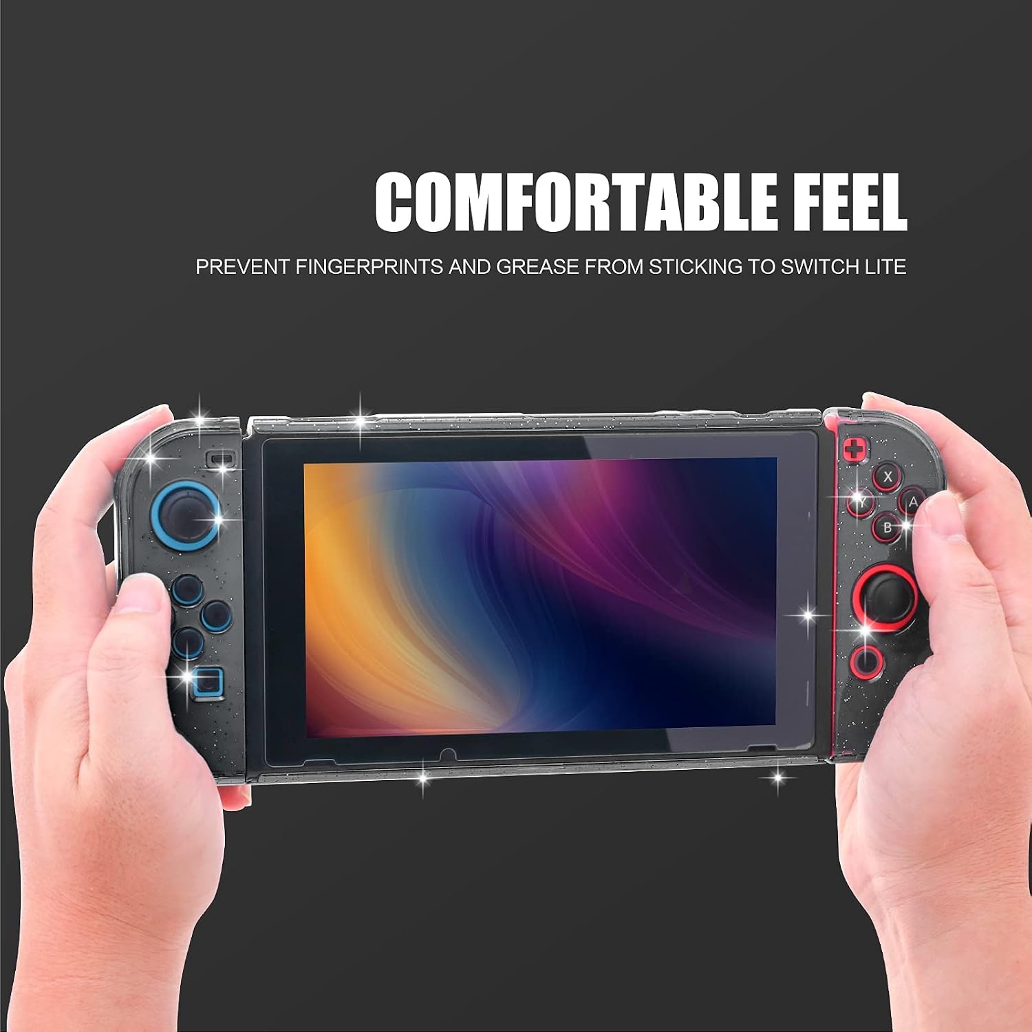 Thumbnail 6 de HEATFUN Glitter Case for Nintendo Switch, Black Hard Shell with Screen Protector
