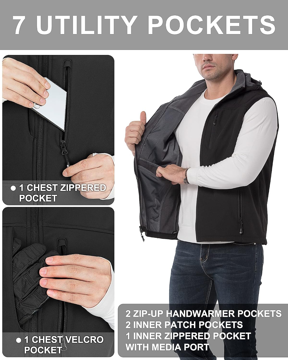 Thumbnail 4 de 33,000ft Men’s Softshell Gilet with 7 pockets