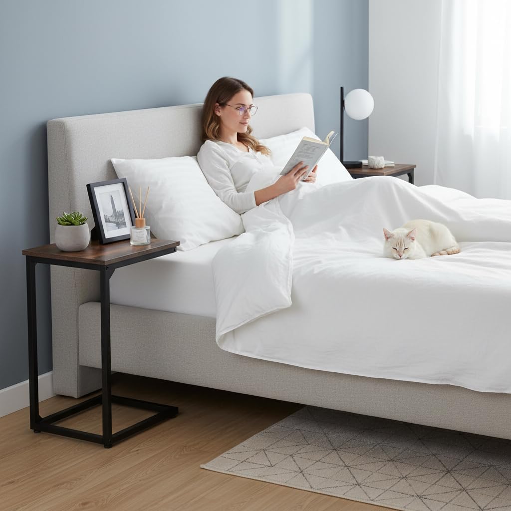 Detalle de AMHANCIBLE C-Shaped Side Table (UHET02CBR-1) for small spaces