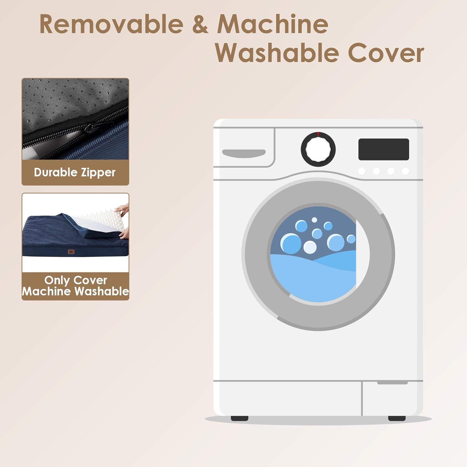 Thumbnail 3 de EHEYCIGA Panier pour chien orthopédique avec coussin déhoussable 89x58x9 cm – bleu marine