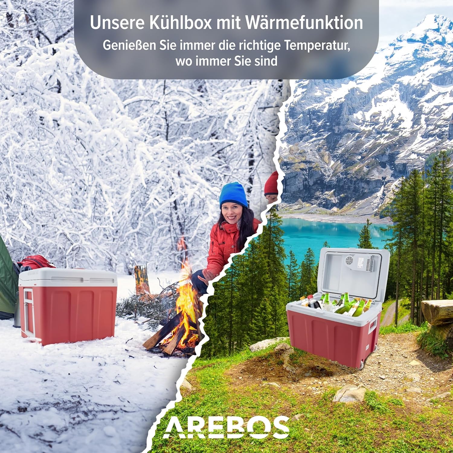 Detalle de Arebos 40 Liter Kühlbox: mobiler Kühlschrank für Auto & Steckdose