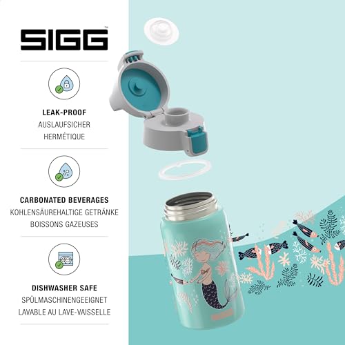 Detalle de SIGG Shield One Atlantis Kinder Trinkflasche 0,5 L – Edelstahl, auslaufsicher, einhändig bedienbar