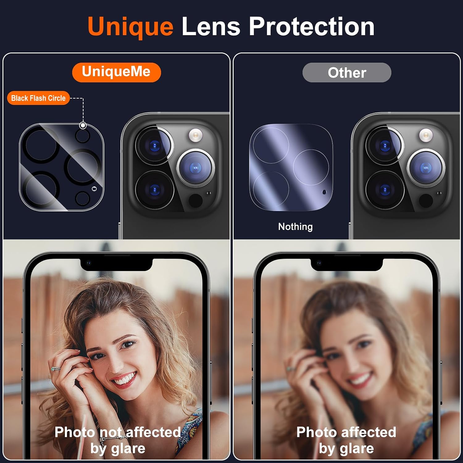 Thumbnail 3 de UniqueMe iPhone 12 Pro Max Camera Lens Protector, 3-Pack Tempered Glass