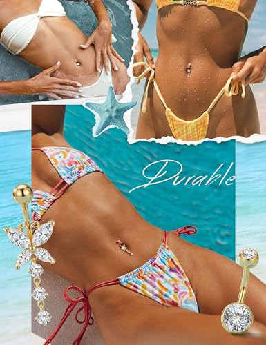 Thumbnail 4 de ORAZIO 5 Stück Bauchnabelpiercing Set Gold – Chirurgenstahl, nickelfrei