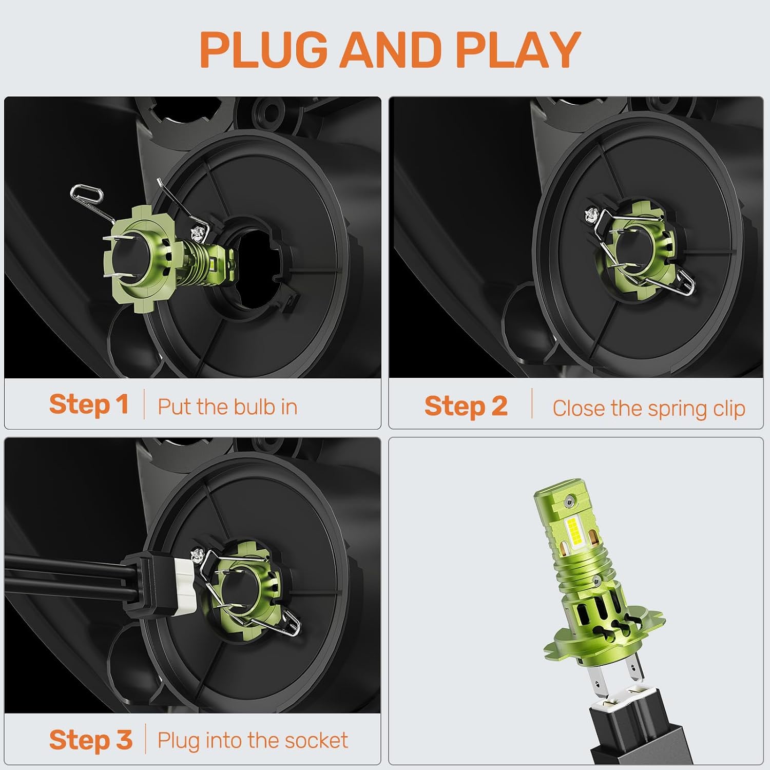 Detalle 2 de H7 LED Headlight Bulb — 30000LM, 6000K, Canbus Error Free, Plug & Play (Pack of 2)