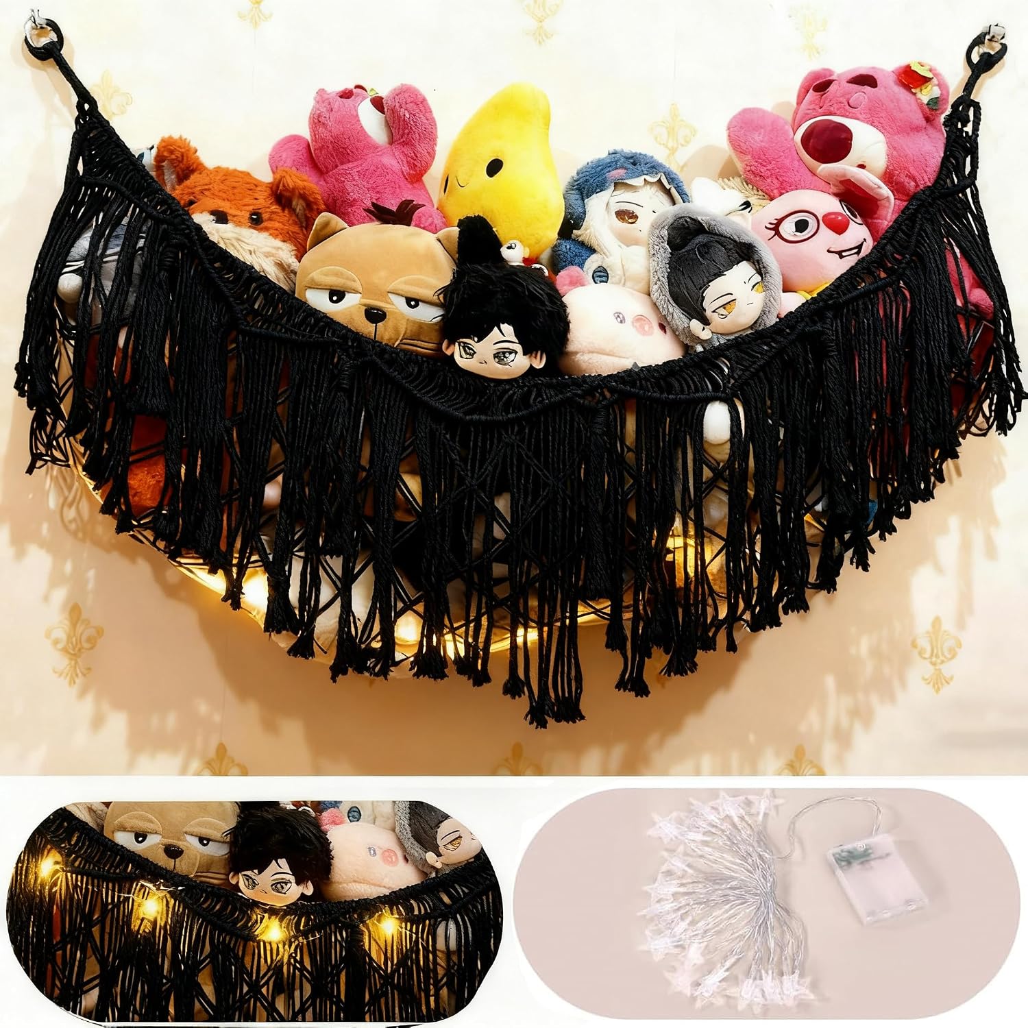 Detalle 2 de LXUNYI stuffed animal hammock, cotton rope