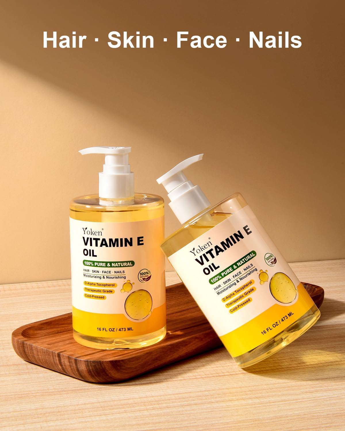 Detalle 1 de Yoken Vitamin E Oil, 16 oz Cold-Pressed Unscented D-Alpha Tocopherol
