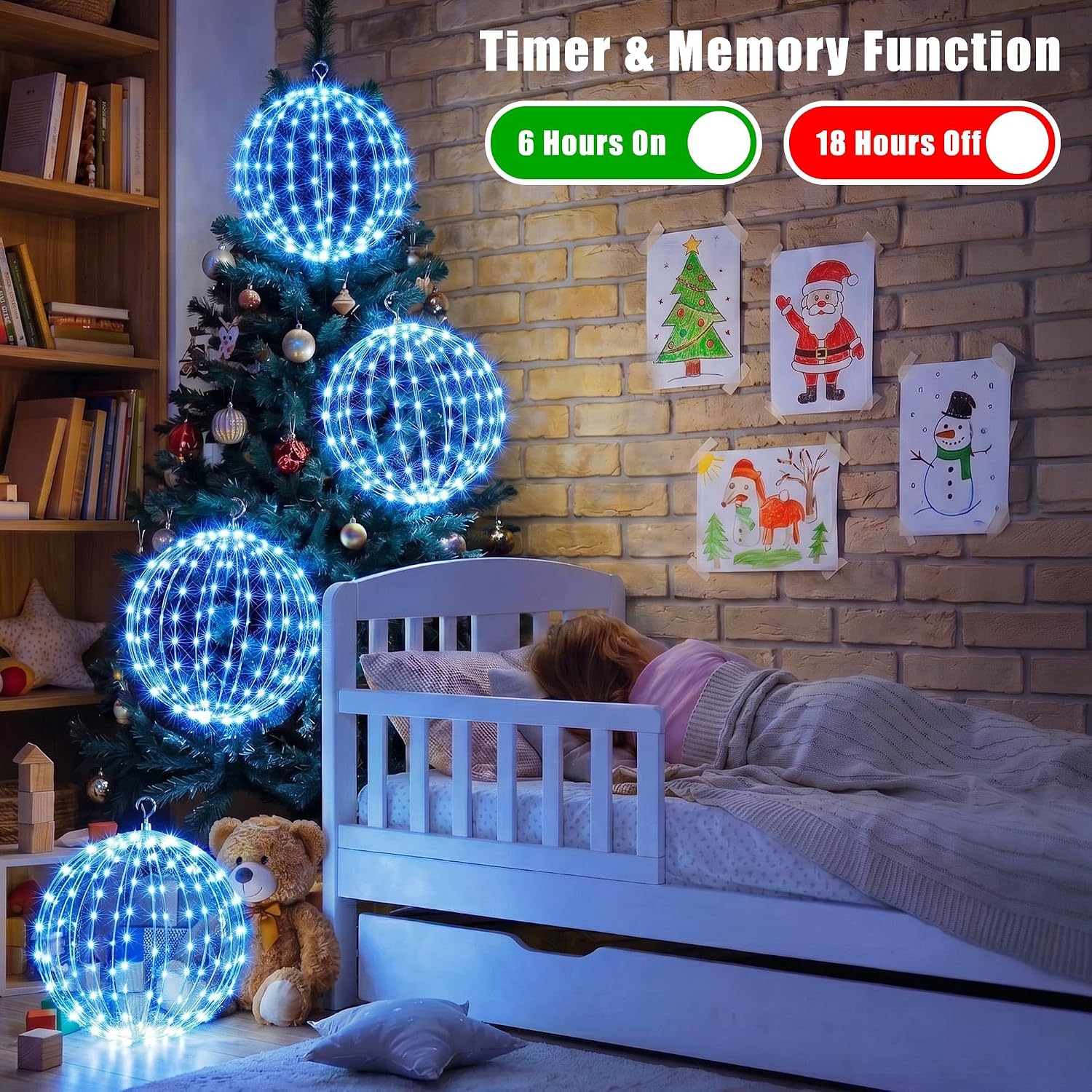 Thumbnail 5 de iBaycon SSL0120-S-3.5V Christmas Sphere Lights, Blue, 8 Modes, IP65