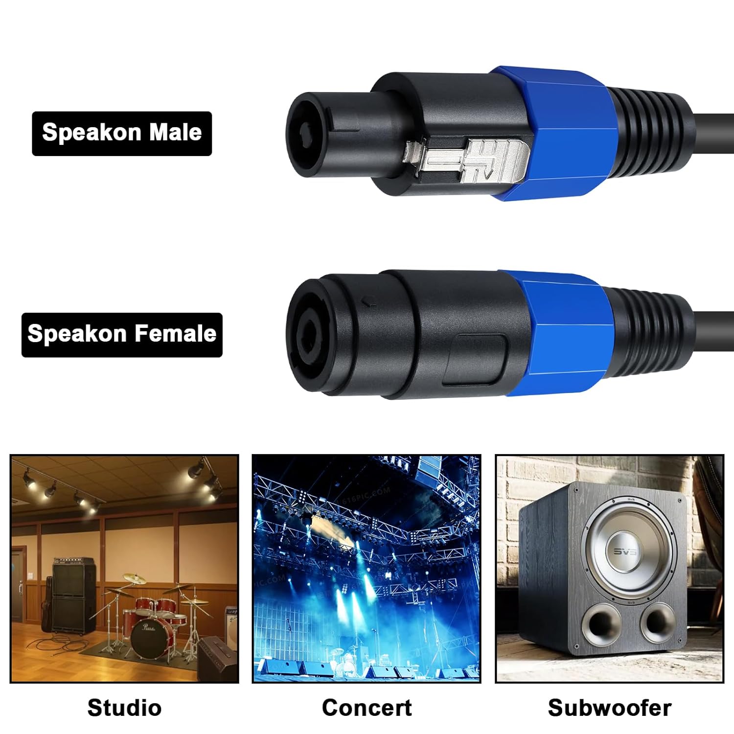 Thumbnail 5 de Maxhood 1.5ft Speakon Cable (Male to Female), 18AWG – Robust Locking Speaker Cable for DJ/PA