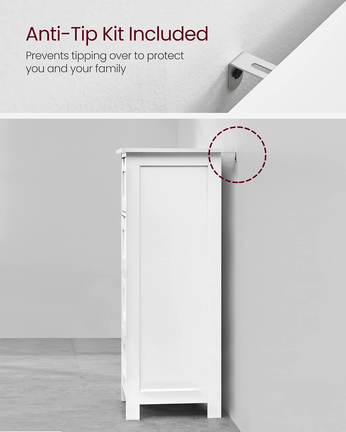 Detalle 2 de VASAGLE Bathroom Storage Cabinet 30 x 30 x 82 cm
