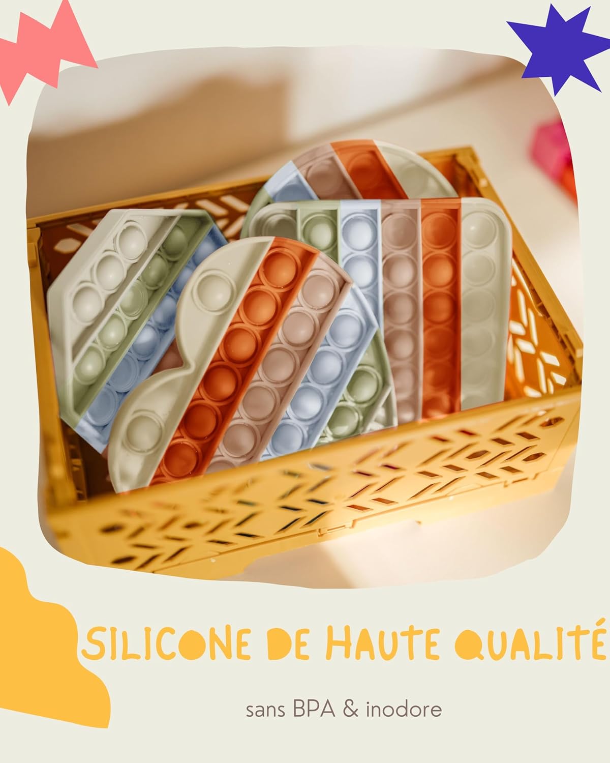 Detalle de Pop on It pour Les Enfants | Set Cadeau 4 pièces Pastel Pop Bubble – Poppets en Silicone Haute Qualité
