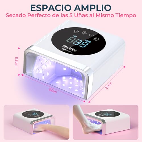 Thumbnail 7 de NAILGIRLS Lámpara LED UV recargable, secador de uñas inalámbrico de 150 W para gel y esmalte regular, secador LED de gel de curado de esmalte de uñas con 4 ajustes de temporizador, sensor automático ﻿