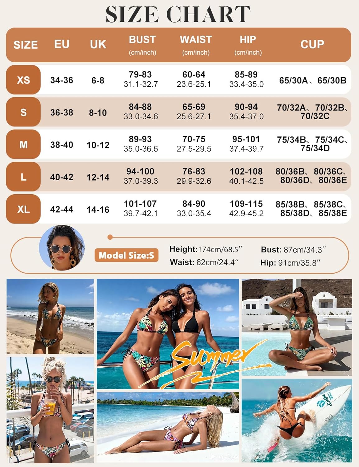 Thumbnail 5 de Svanco Triangel Bikini Damen-Set mit Halskordelbindung – gepolstertes Neckholder-Bikinioberteil & verstellbare Hose