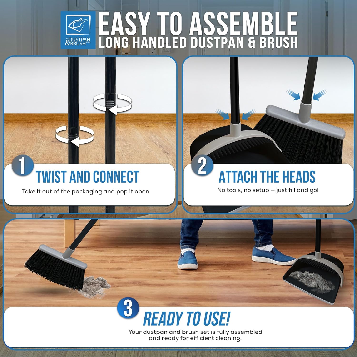 Thumbnail 5 de Long Handled Dustpan and Brush Set — Tall 1.0m 🧹
