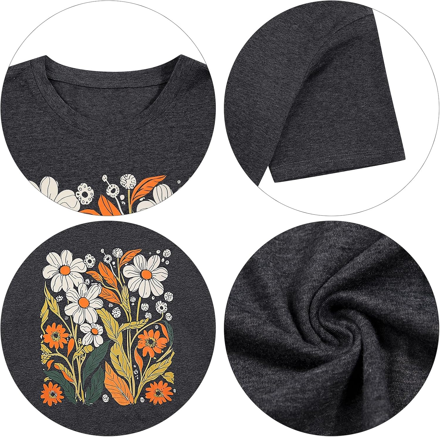 Thumbnail 6 de UNIQUEONE Oversized Floral Graphic T-Shirt for Women, Cotton Blend