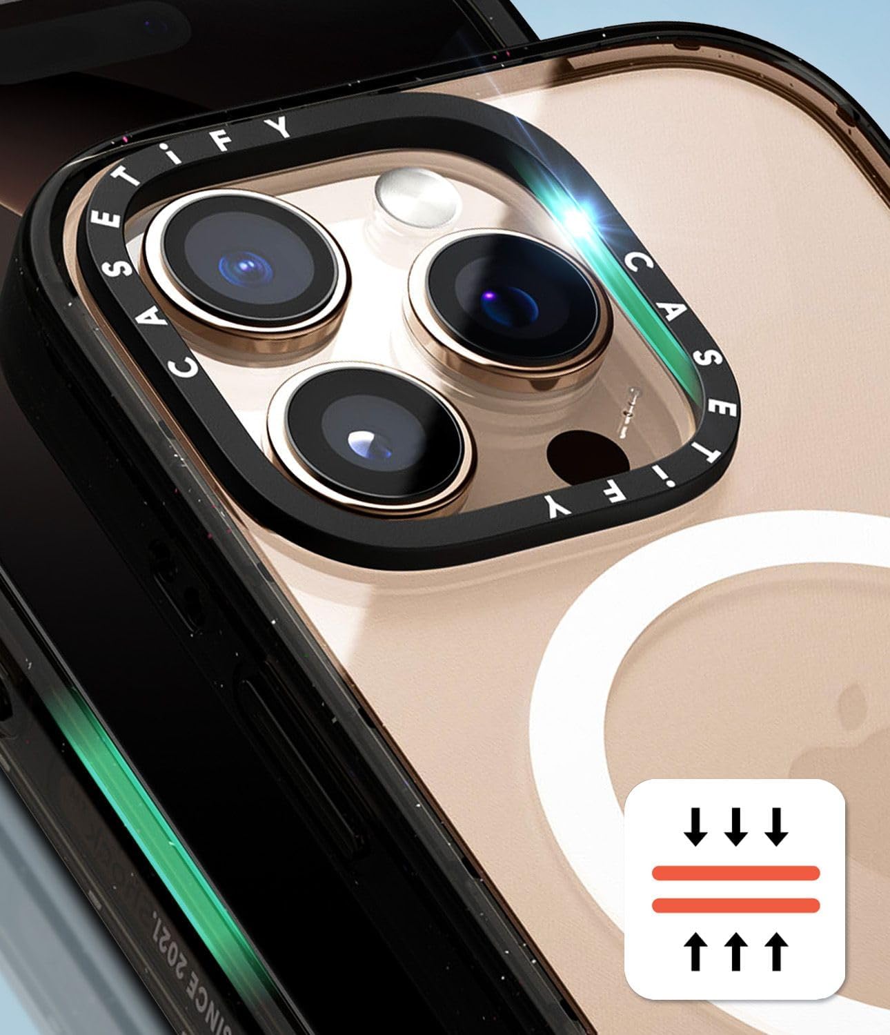 Detalle de CASETiFY Impact Case for iPhone 16 Pro Max, MagSafe, Black Space Marble