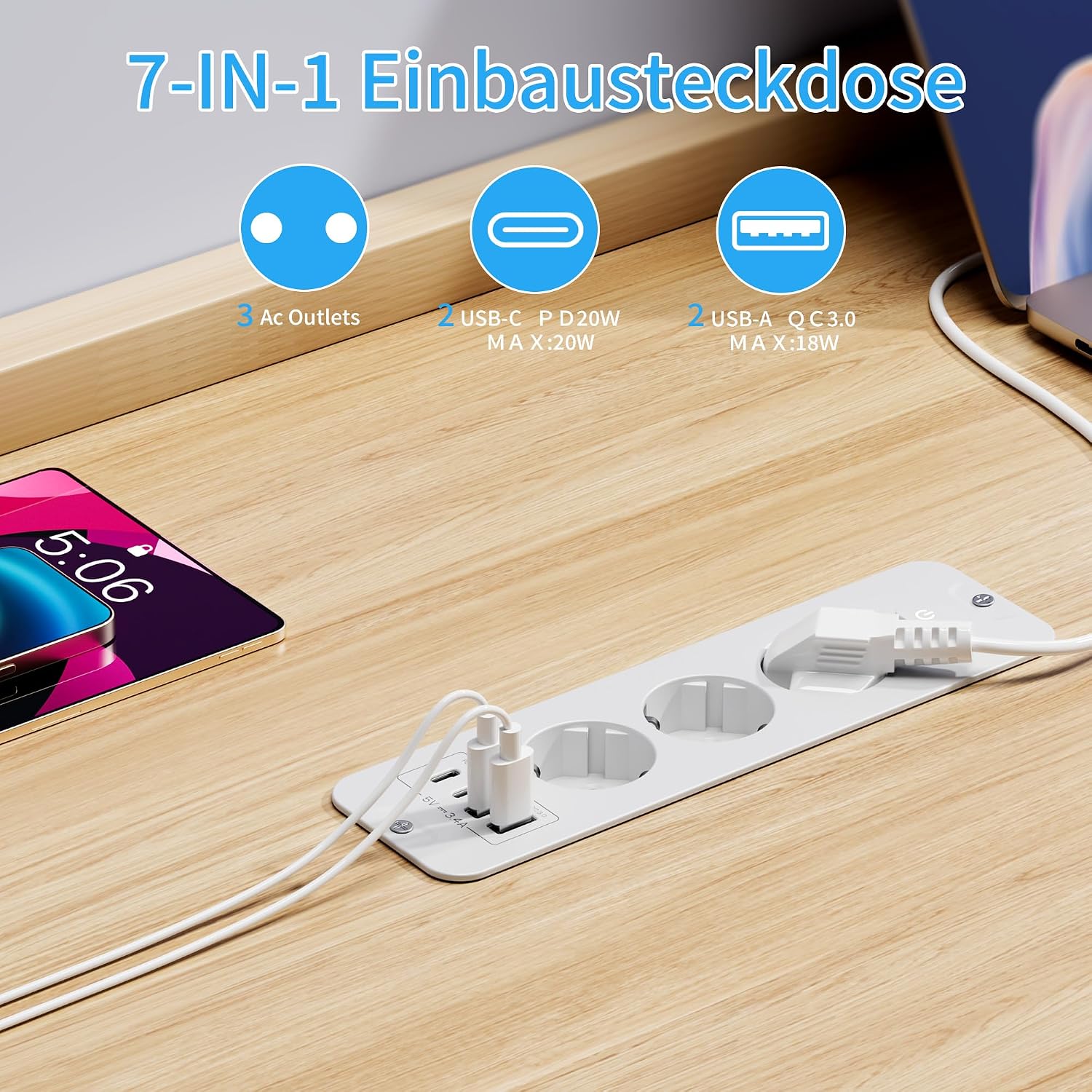 Detalle 2 de Vipwell Prise encastrée avec USB 20W