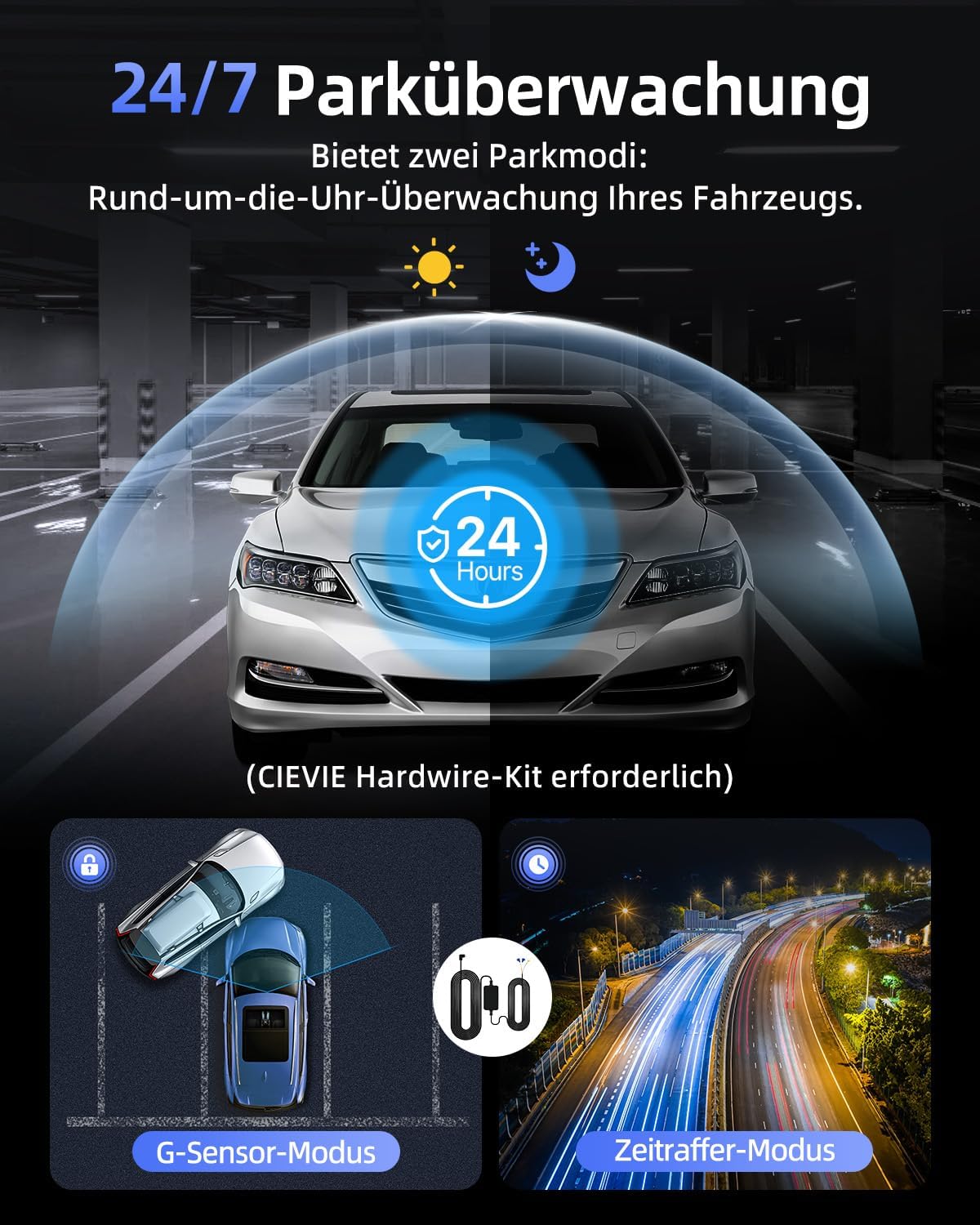 Thumbnail 5 de CIEVIE Dashcam Vorne 4K mit 64 GB Karte 360°
