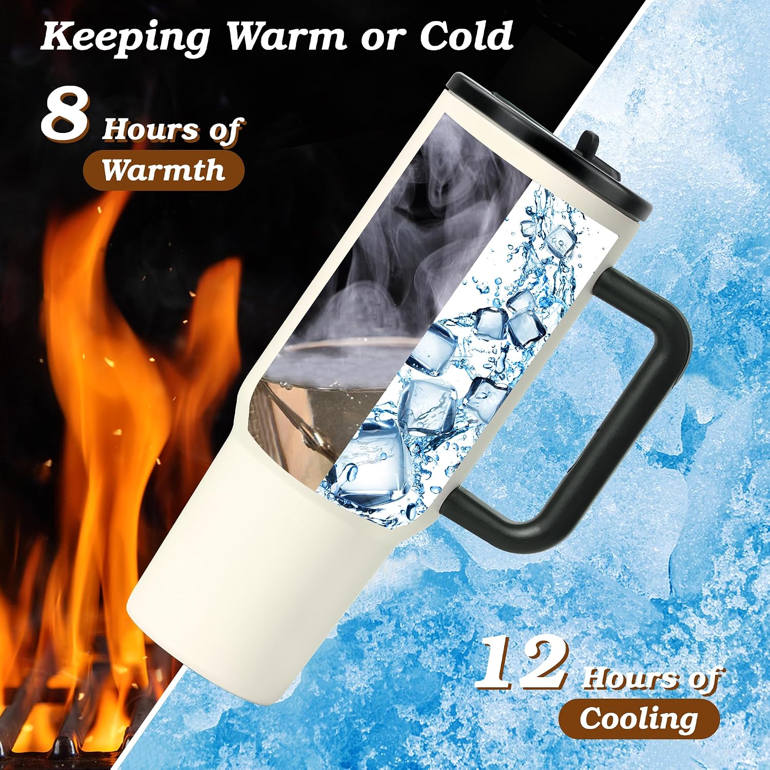 Thumbnail 4 de ZIOSINM A-Z Buchstaben Thermobecher mit Strohhalm – personalisierbar, Edelstahl, 1200 ml