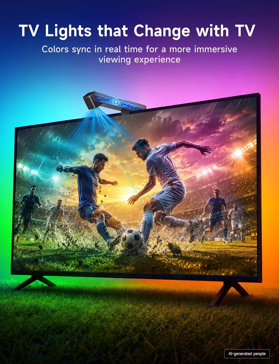 Detalle de LAVON L06 RGBIC TV Backlight, 18 Feet, 4-Sensor Screen Sync