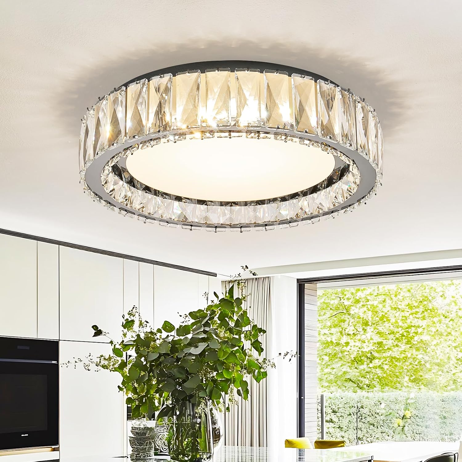 Detalle de MS MU SHE SHU ZI CA8817 15-Inch Dimmable Crystal Flush-Mount Ceiling Light