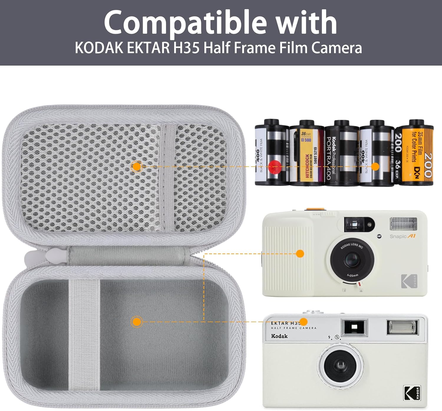 Detalle de Khanka Kodak EKTAR H35N camera case with strap