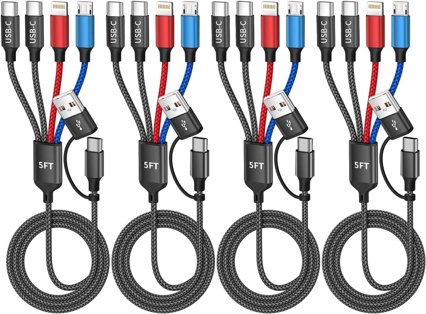 Thumbnail 6 de MPATIBY USB C to 4 in 1 Charging Cable with Dual Type-C Ports (2-Pack, 5ft)