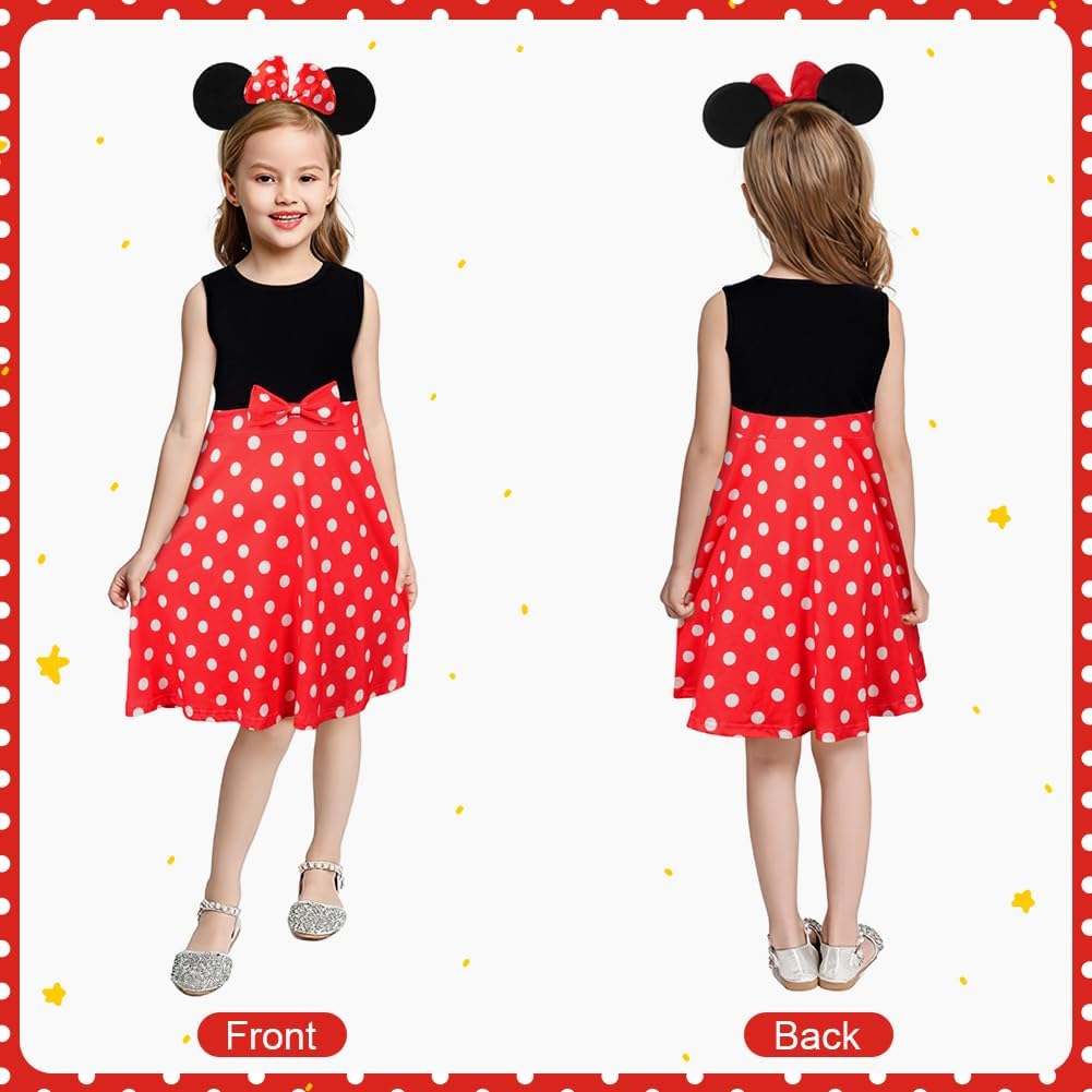 Thumbnail 3 de DiULi Vestito Costume 2 Pcs Ragazza con Cerchio per Capelli e Gonna Tutu Pois – Costume Mouse per Bambine 100-130