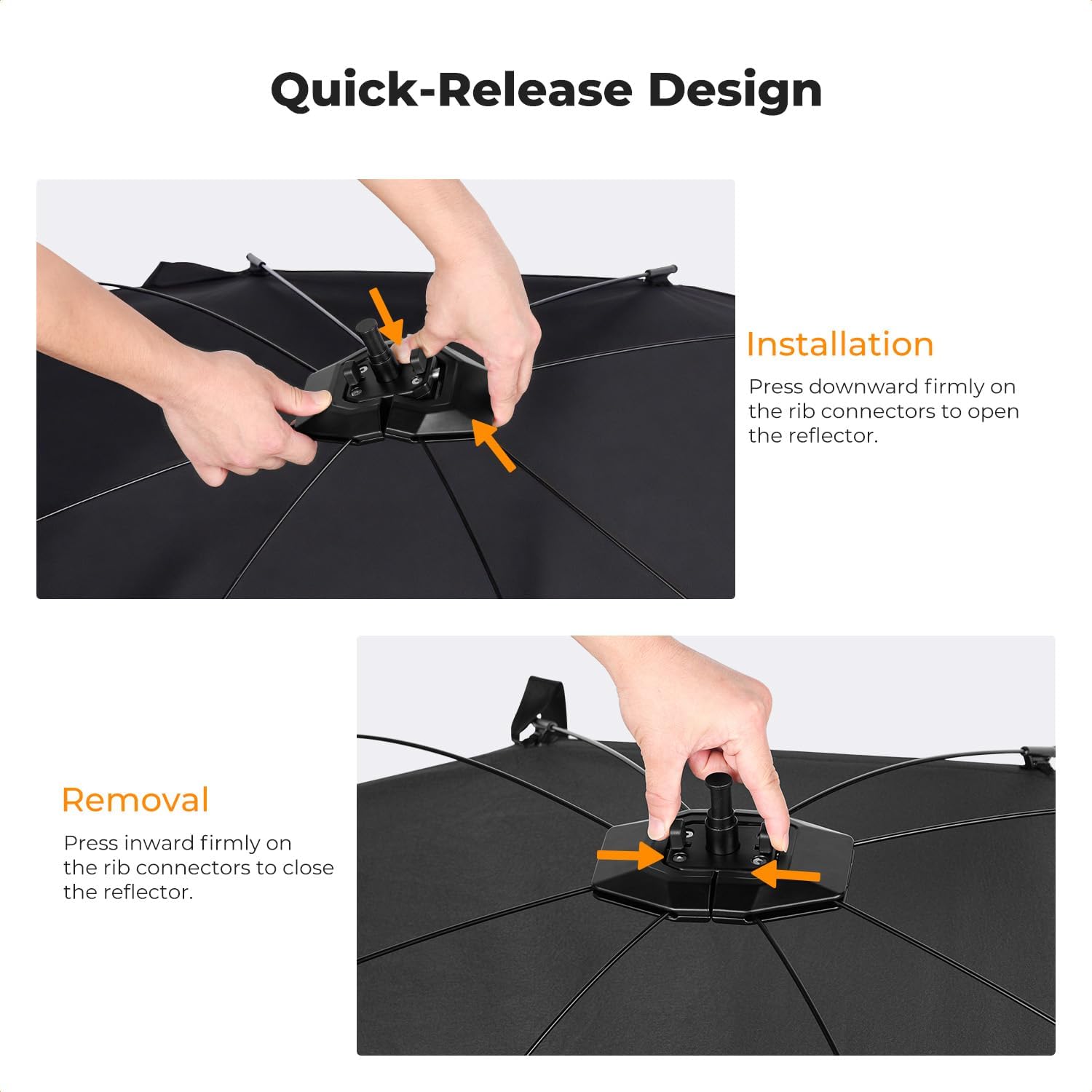 Thumbnail 1 de K&F Concept Clamshell Light Reflector Diffuser 120×65cm – Portable Studio Kit
