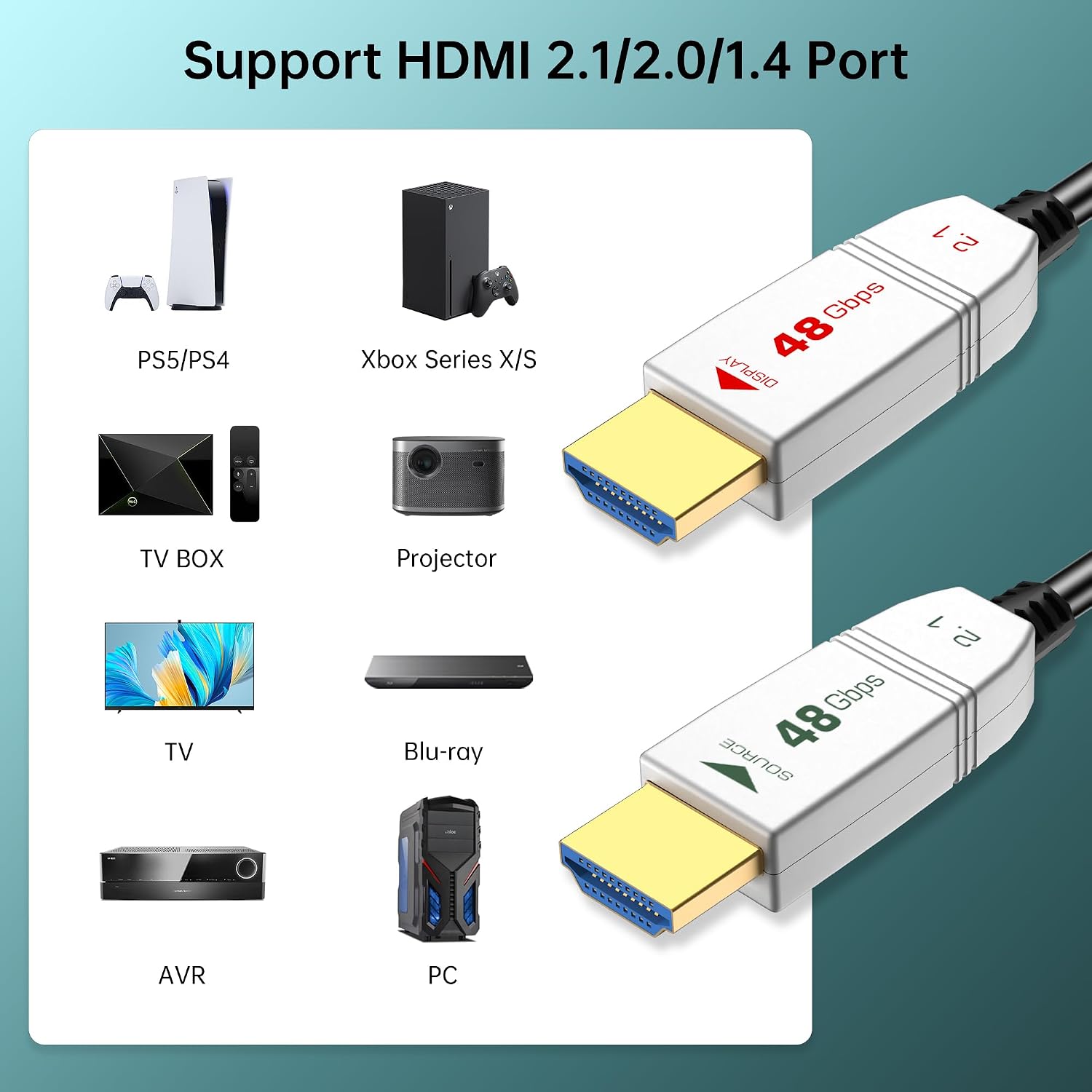 Thumbnail 3 de FeizLink 8K HDMI 2.1 Fibre Cable 15M – 48Gbps, 8K@60Hz / 4K@120Hz, VRR, ALLM, eARC, HDCP 2.3