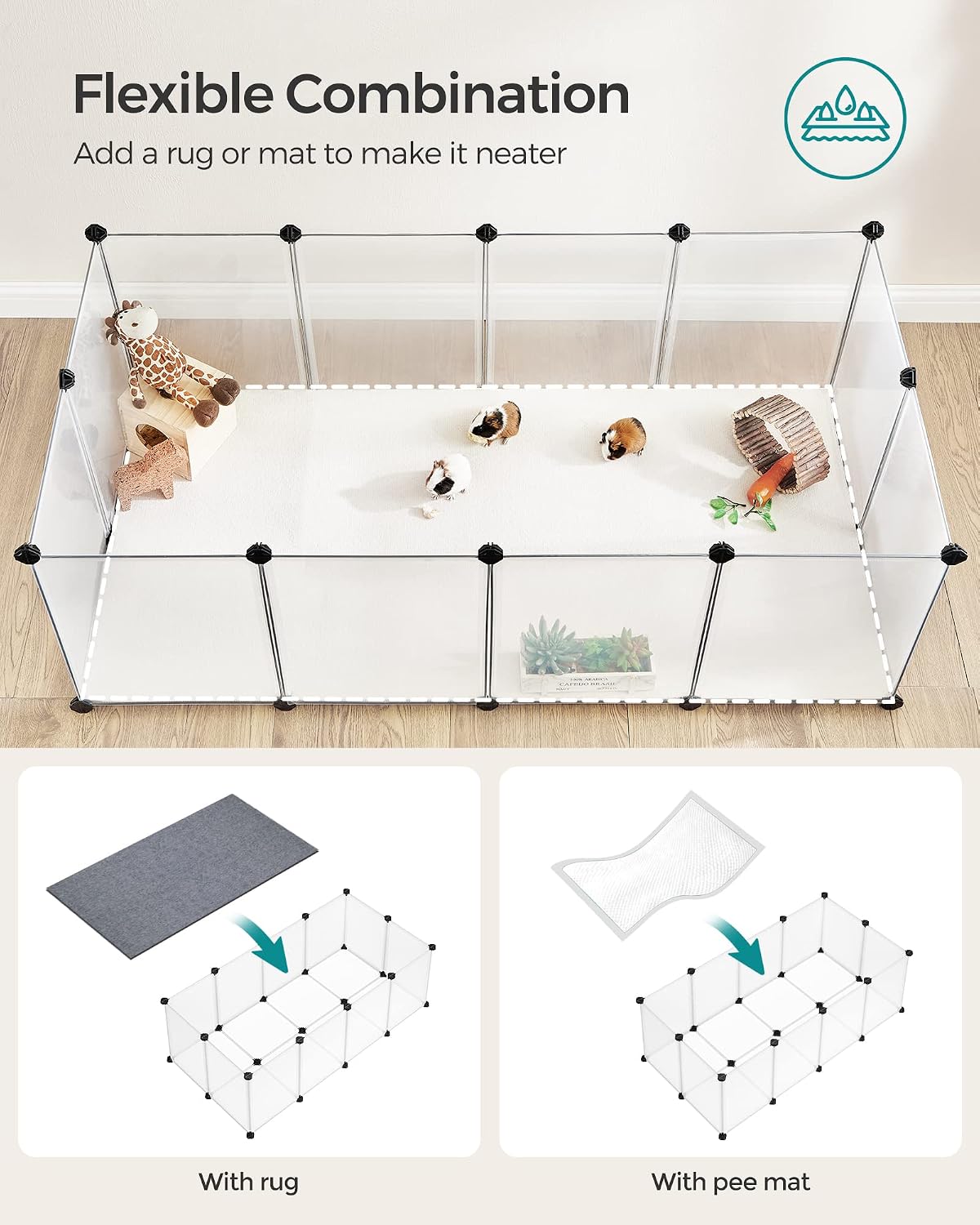 Detalle 1 de SONGMICS DAMION LPC02W Small-Animal Enclosure, 140 x 70 x 45 cm with Floor