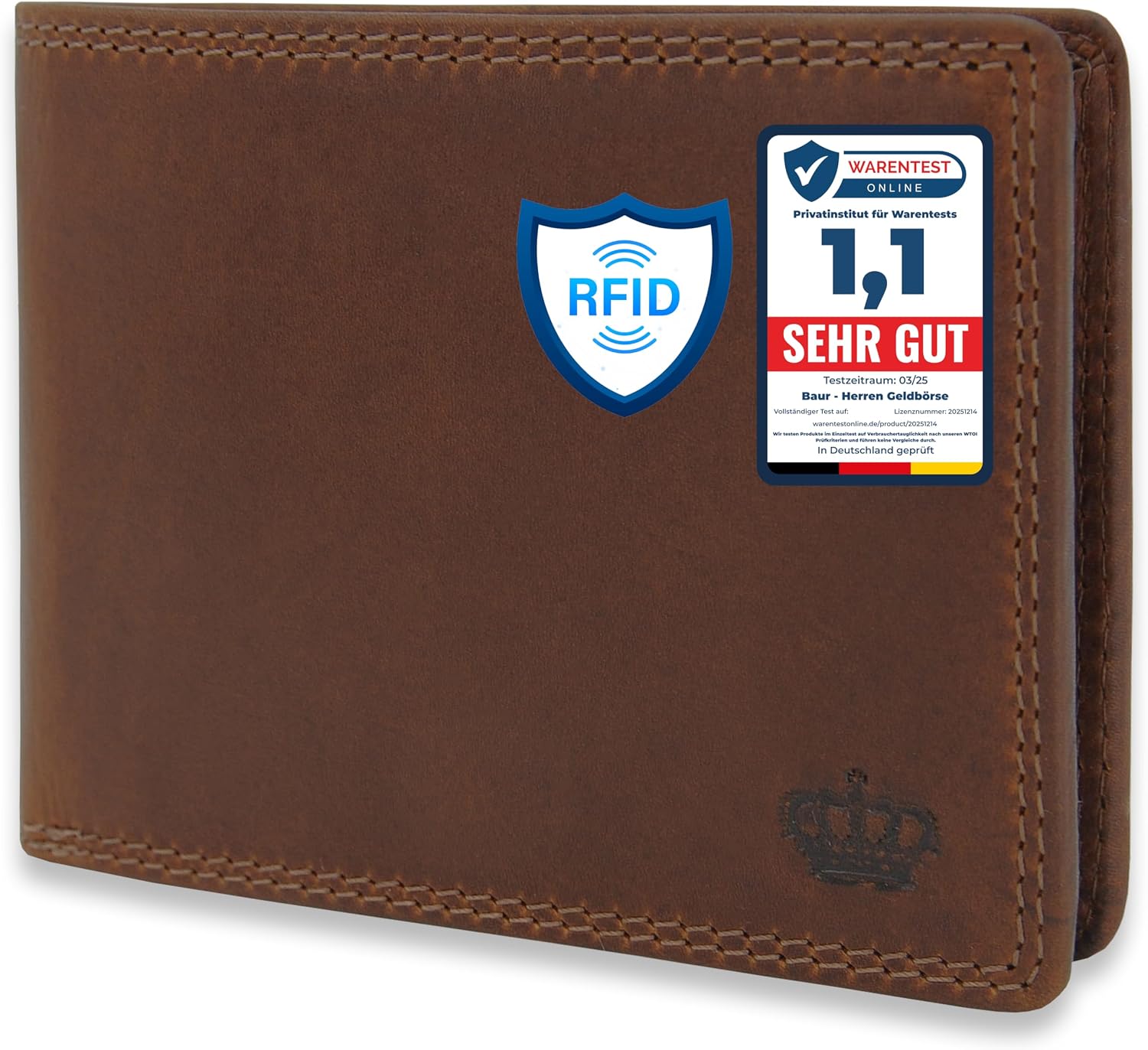 Detalle de Baur Herren Geldbörse Echtes Leder RFID Schutz