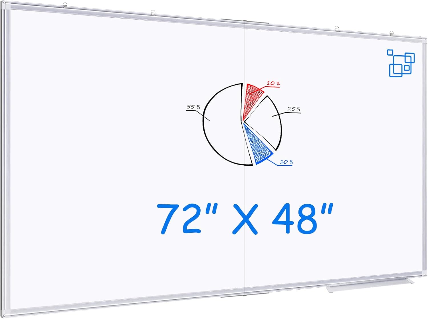 Detalle de maxtek 72x48 Magnetic Dry-Erase Whiteboard with Aluminum Frame