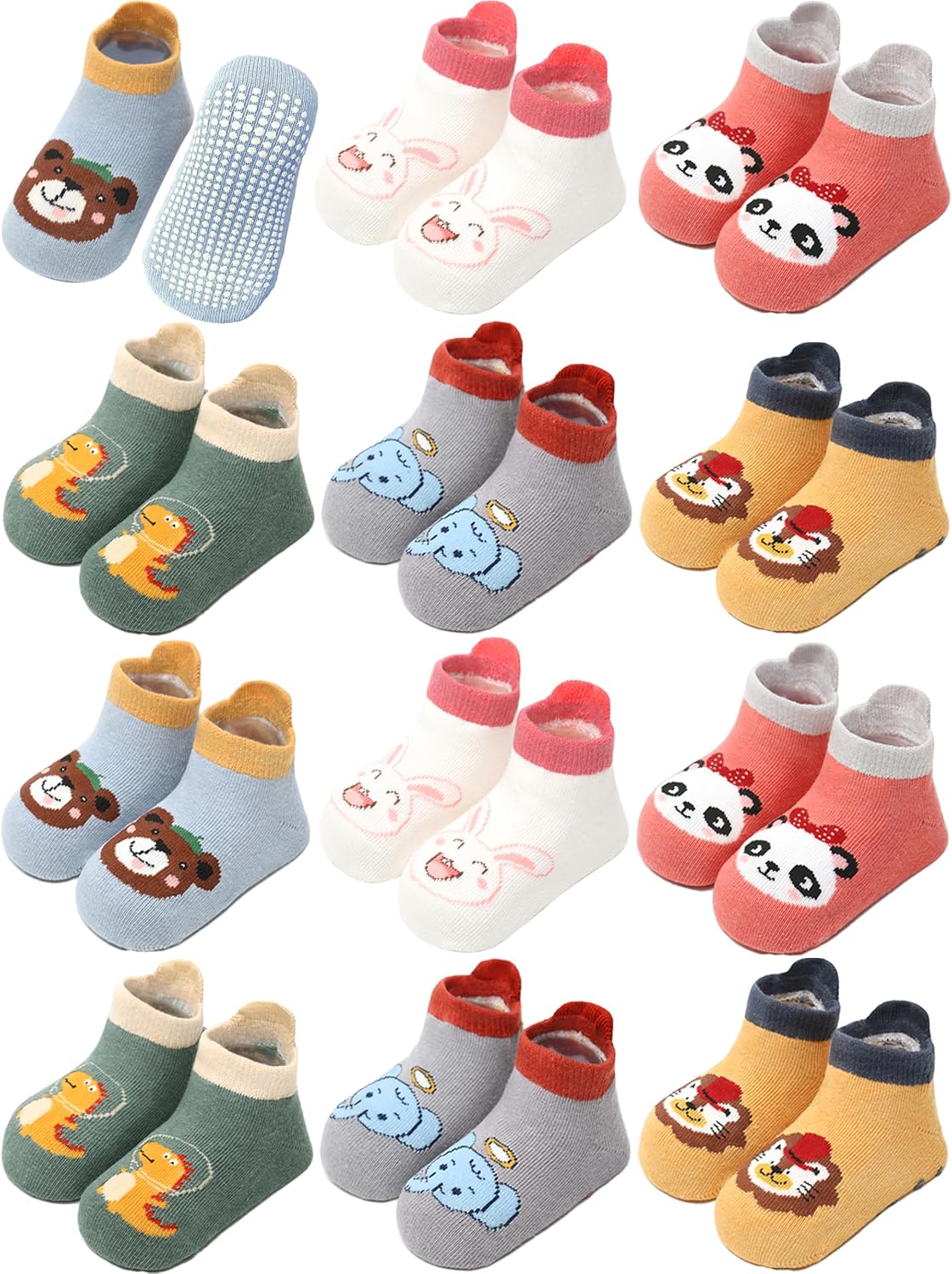 Detalle de Aroveea Non-Slip Toddler Socks, 12-Pack