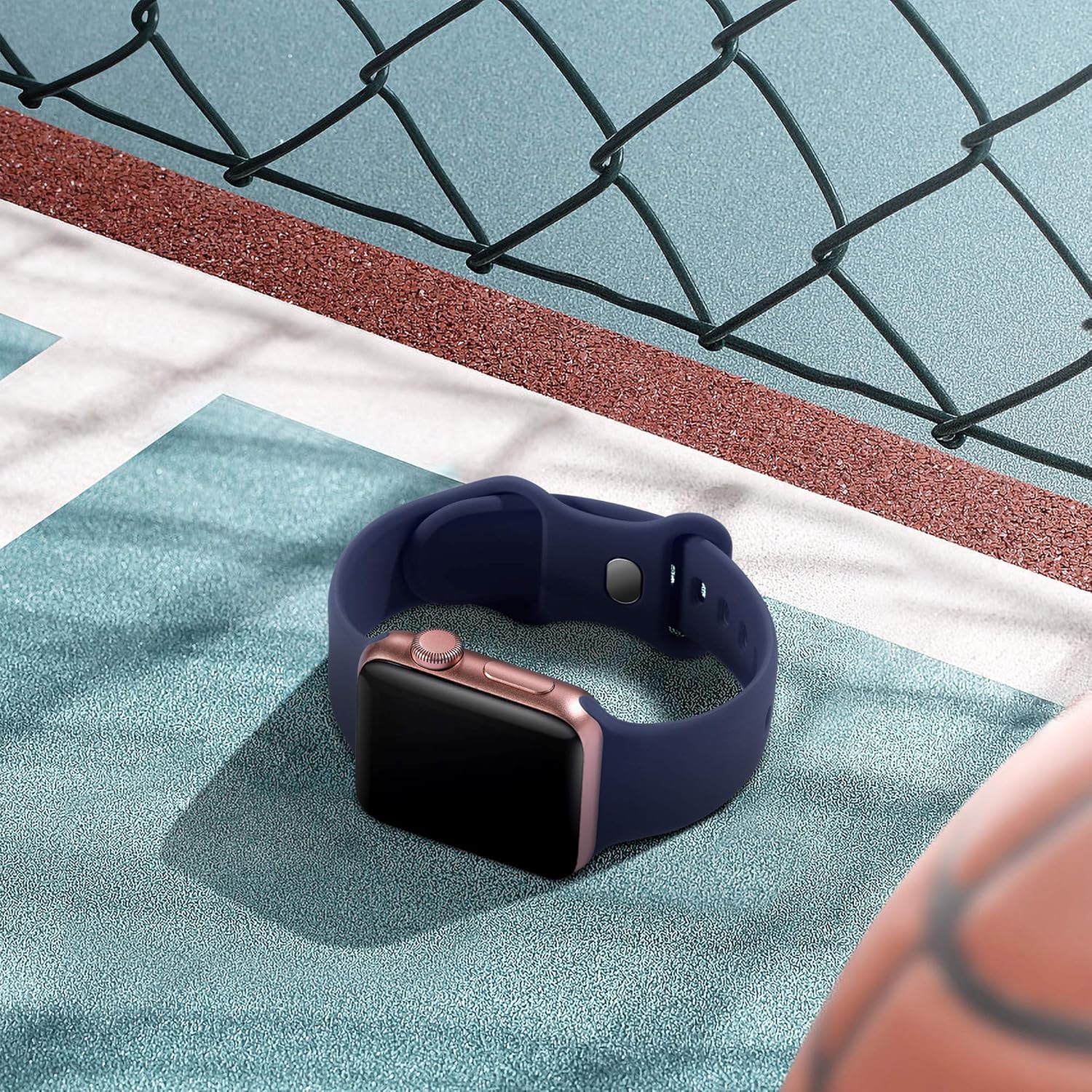 Thumbnail 2 de Epova dark blue silicone Apple Watch replacement strap (44mm/42mm/45mm/46mm/49mm, Large)