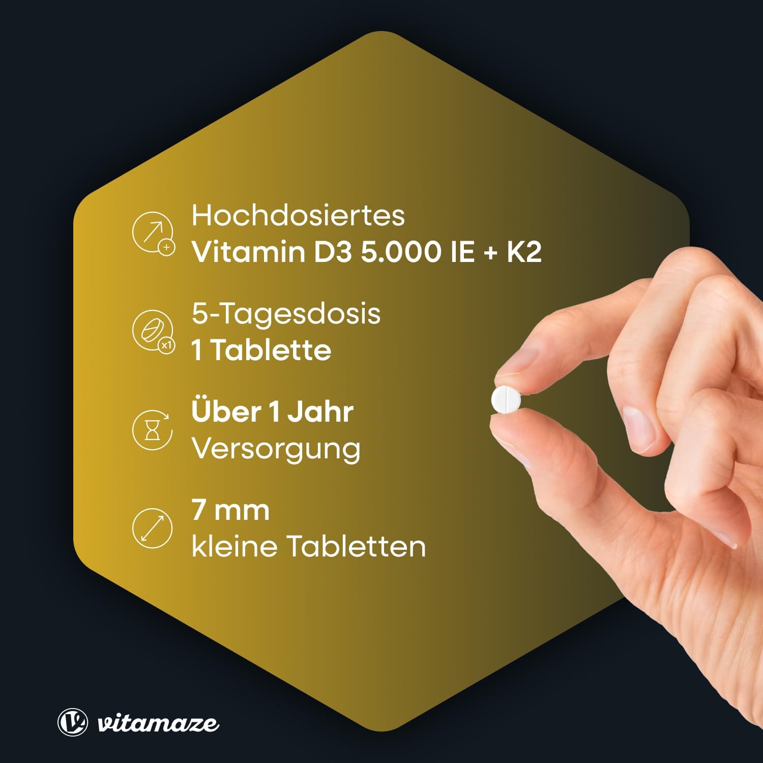 Thumbnail 1 de Vitamin D3 K2 5000 IE Tabletten 💊