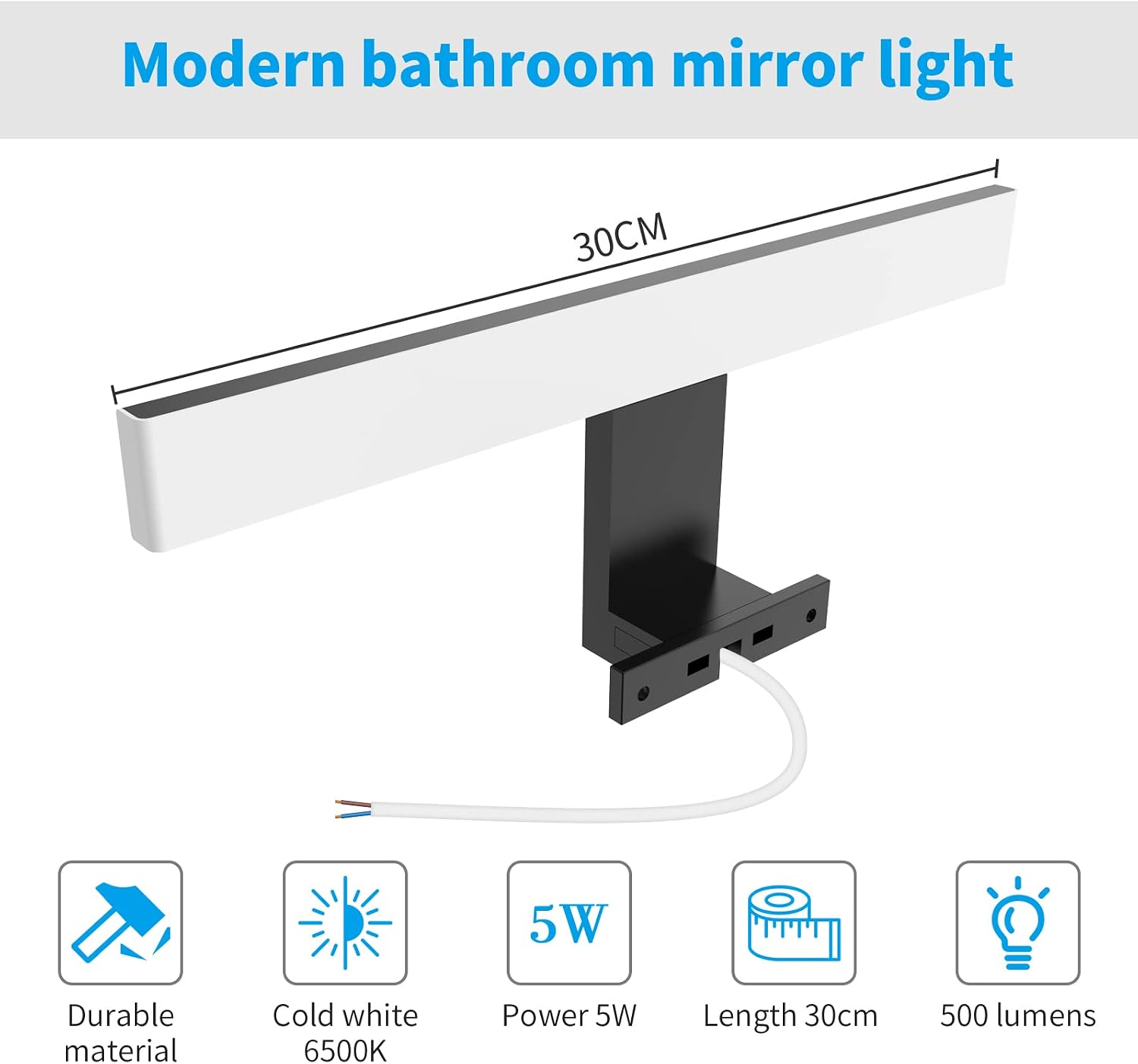 Detalle 2 de Aourow Lampara Espejo Baño 5W 300mm 500lm