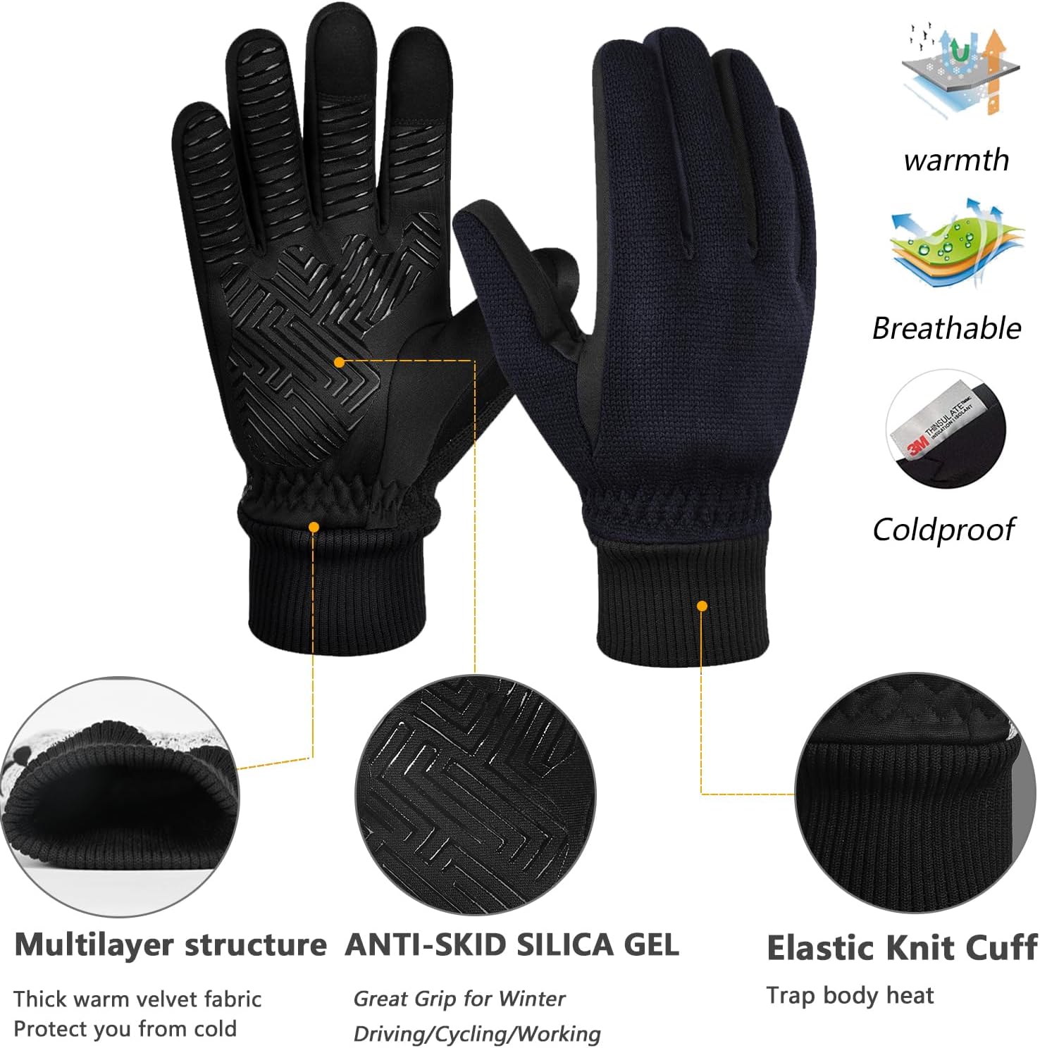 Detalle 2 de 3M Thinsulate Winter Gloves –10°F touchscreen cycling gloves
