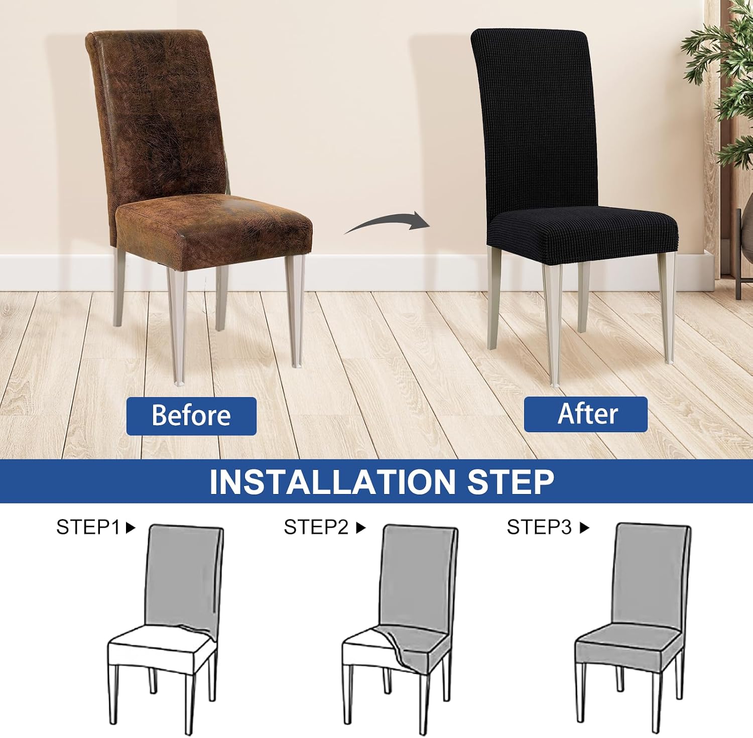 Detalle 1 de Ystyle housse de chaise extensible 4 pièces