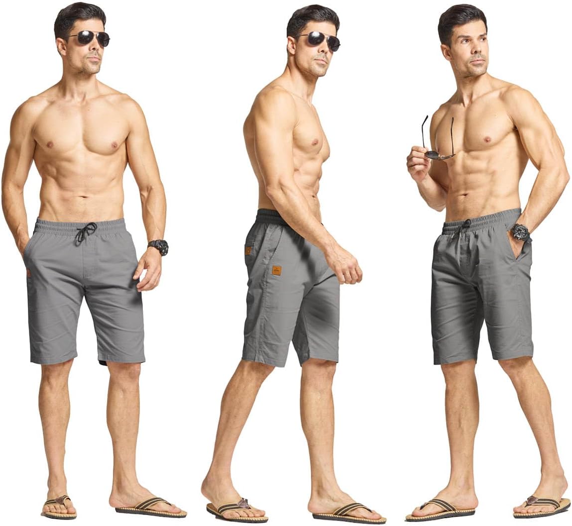 Detalle de JustSun Kurze Hosen Herren Baumwolle mit Elastischer Taille und Tunnelzug