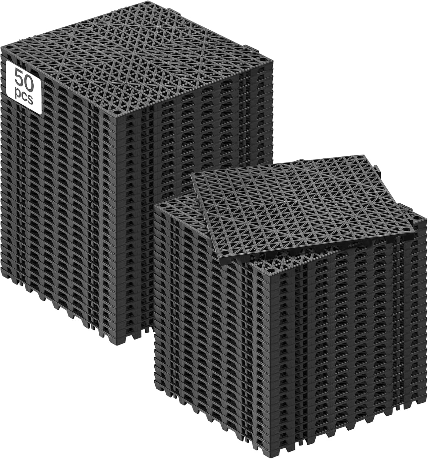 Detalle de VEVOR 30*30*1.5cm-B Interlocking PVC Drainage Tiles, 50-Pack, Black