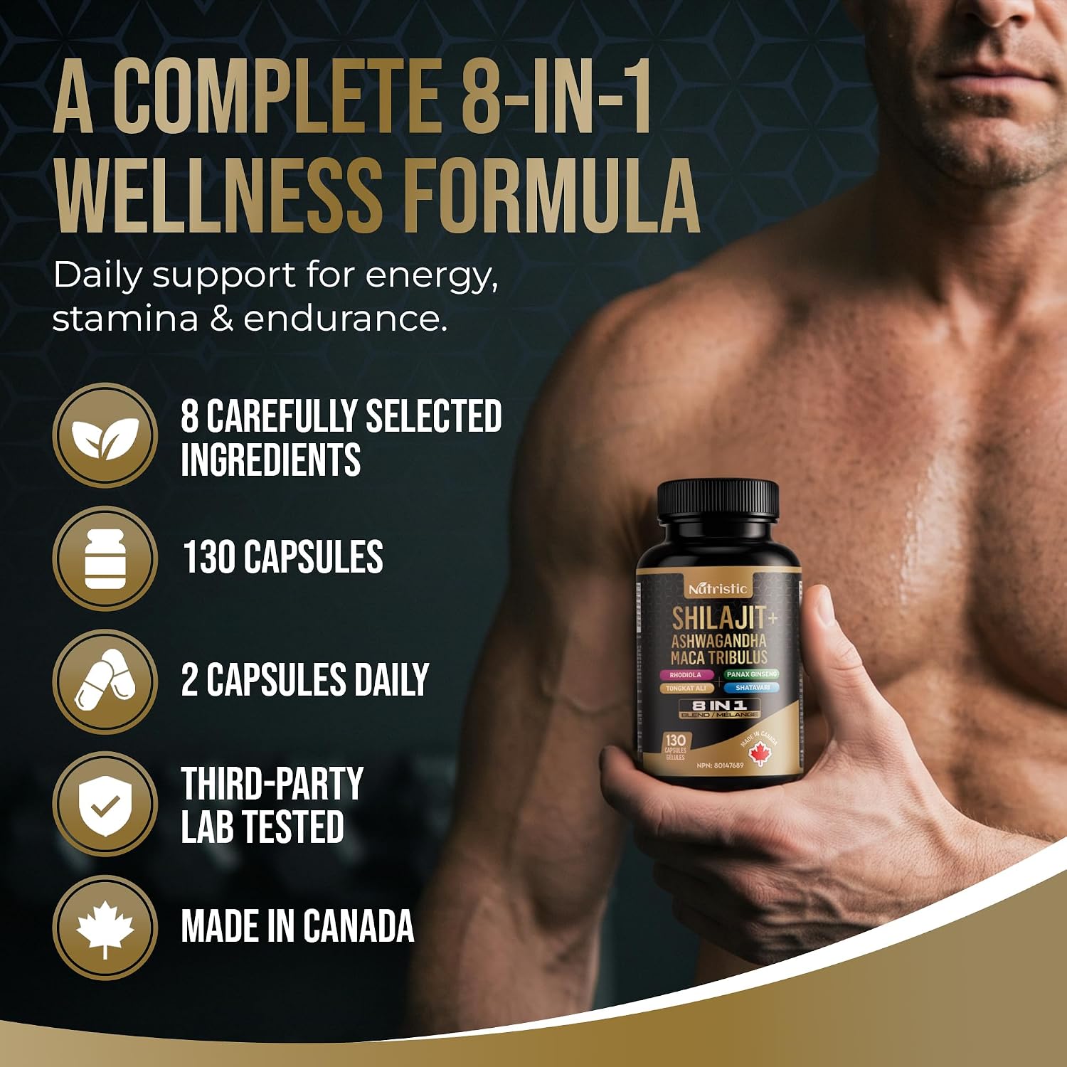 Detalle 2 de Nutristic SHILAJIT+ 8-in-1 Supplement, 130 Vegetarian Capsules