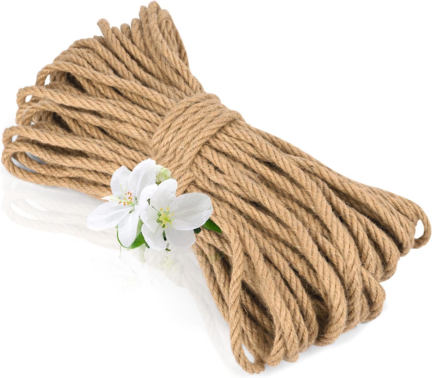 Detalle de VSSHE 50m Jute Rope – 7mm Thick Natural Jute Twine in Brown