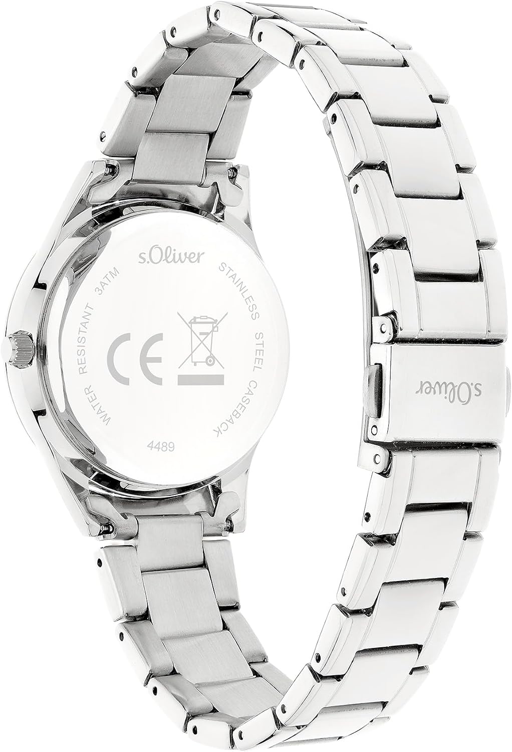 Detalle de s.Oliver Damenuhr mit funkelnden Steinen und Edelstahlband – 34 mm, sportlich-elegant