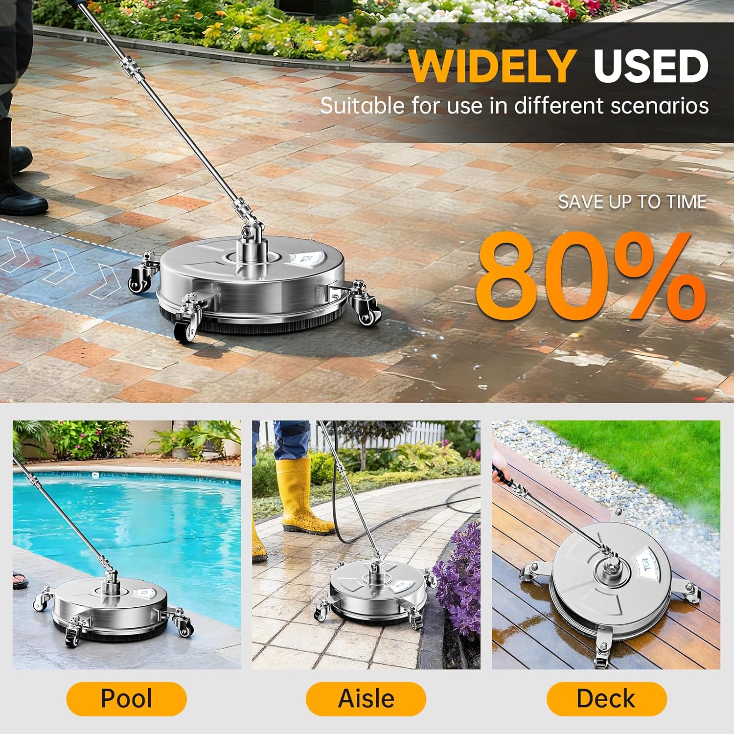 Thumbnail 6 de TOR 14-Inch Pressure Washer Surface Cleaner, 4000 PSI, Stainless Steel