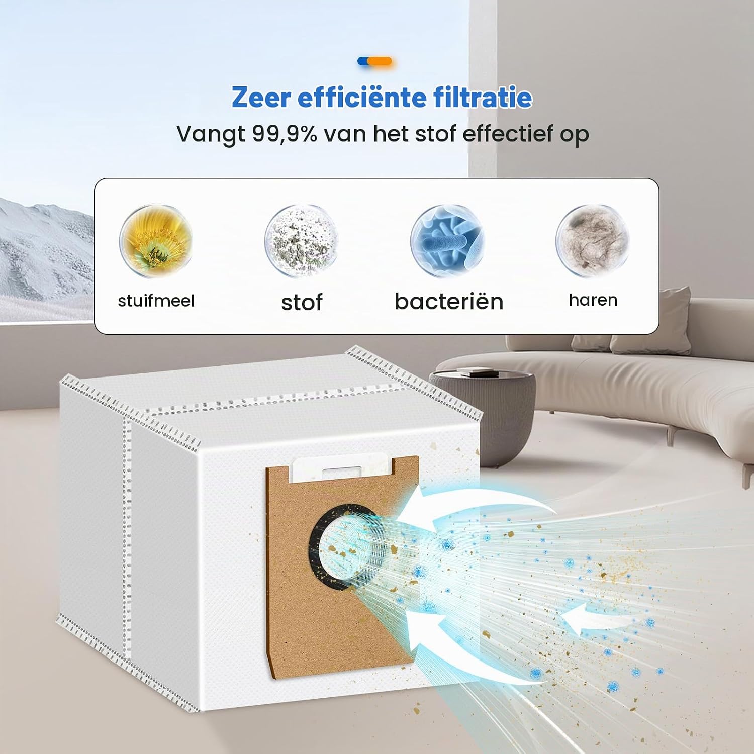Detalle de Fenkabs E20 stofzuigerzakken voor Eufy 3-in-1 robotstofzuiger, 3 liter